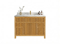 Sonoma Reeded Teak Wood 48 in. W x 22 in. D Single Sink Bathroom Vanity - photo 13