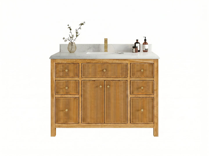 Sonoma Reeded Teak Wood 48 in. W x 22 in. D Single Sink Bathroom Vanity - photo 14