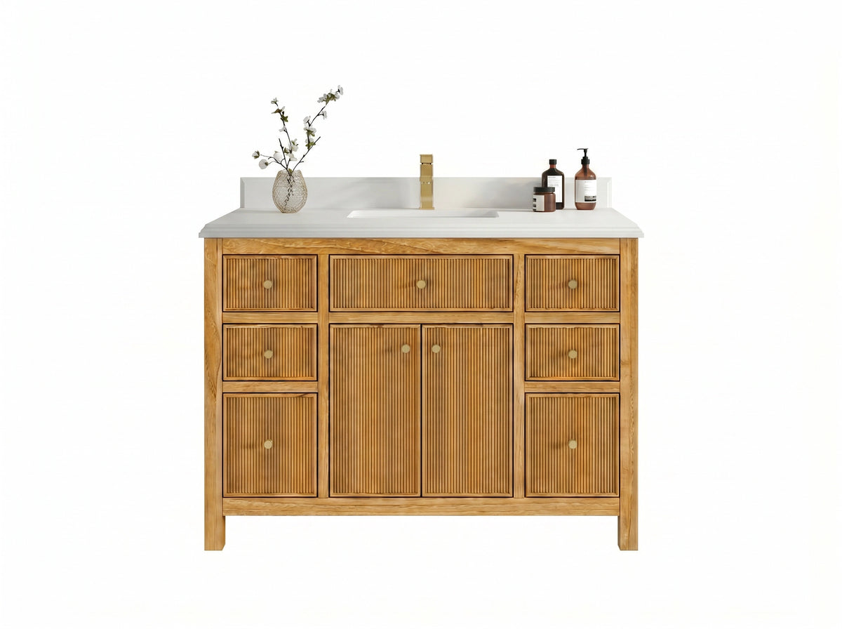 Sonoma Reeded Teak Wood 48 in. W x 22 in. D Single Sink Bathroom Vanity
