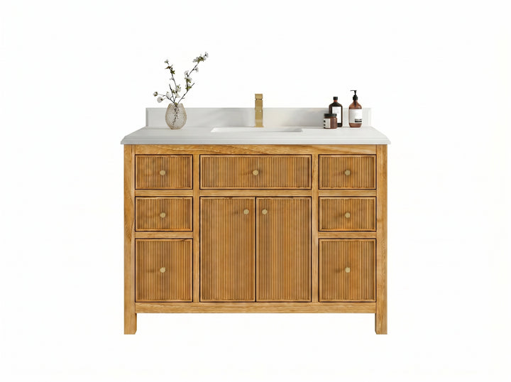 Sonoma Reeded Teak Wood 48 in. W x 22 in. D Single Sink Bathroom Vanity - photo 15