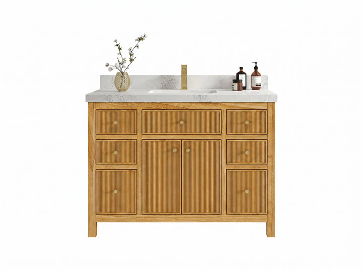 Sonoma Reeded Teak Wood 48 in. W x 22 in. D Single Sink Bathroom Vanity - photo 16