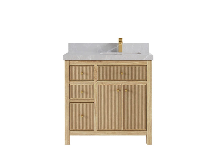 Sonoma Teak Wood 36 in. W x 22 in. D Right Offset Sink Bathroom Vanity - photo 19