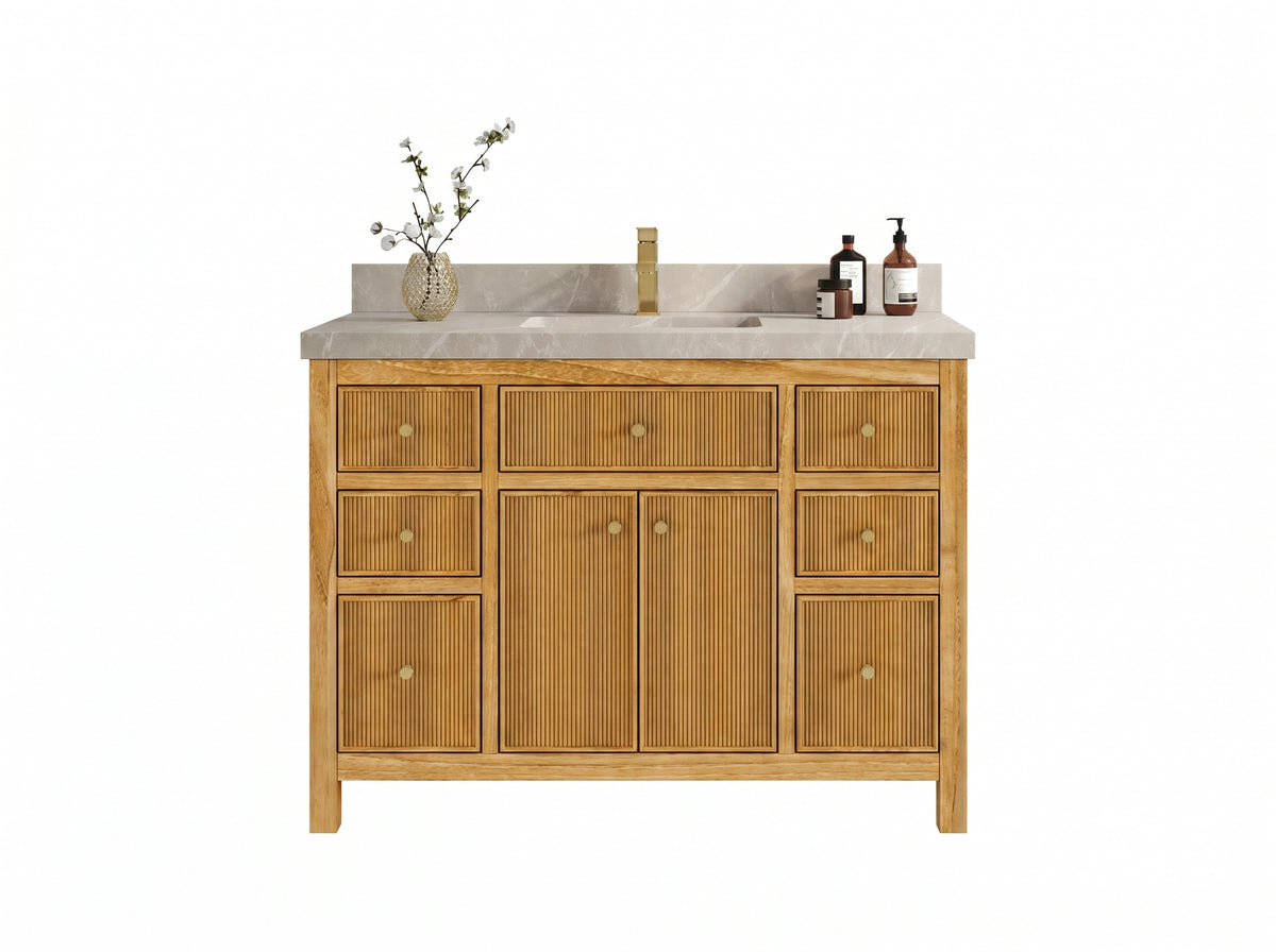 Sonoma Reeded Teak Wood 48 in. W x 22 in. D Single Sink Bathroom Vanity