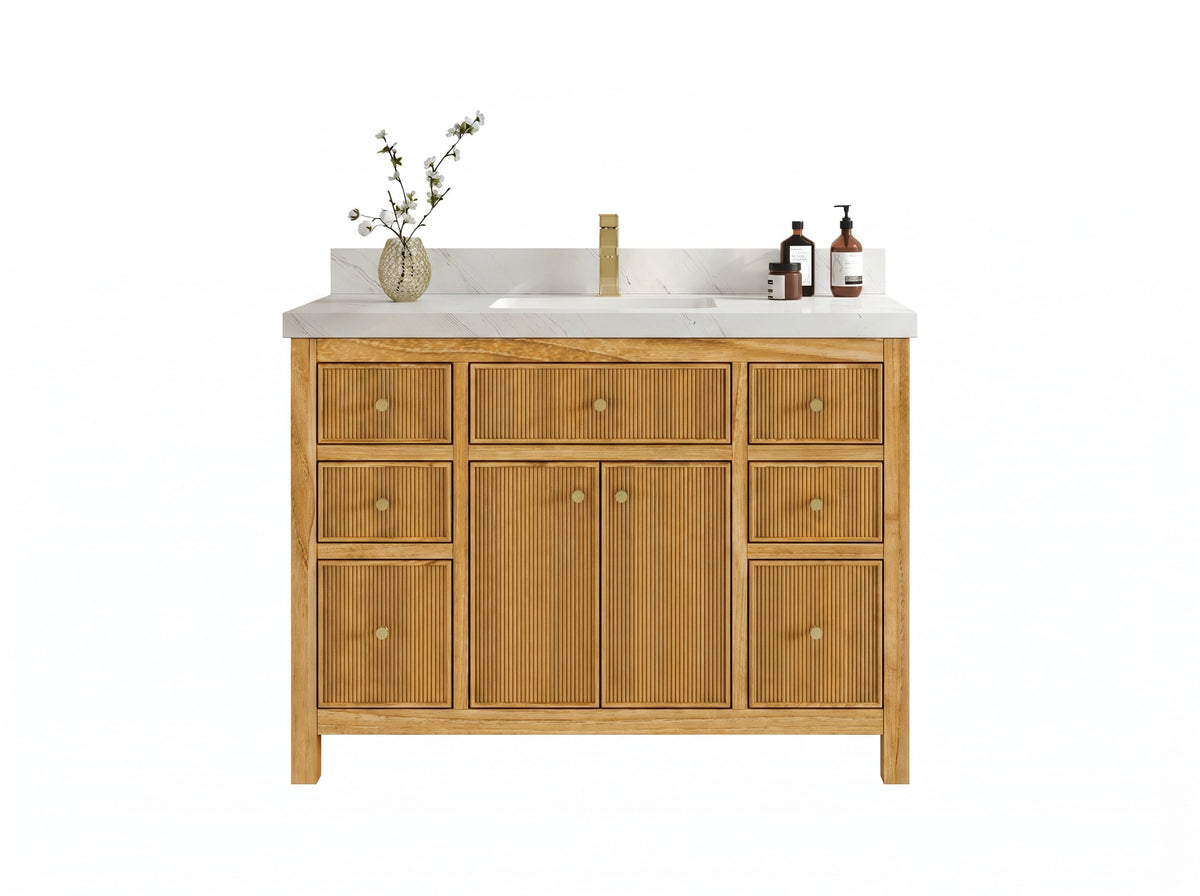 Sonoma Reeded Teak Wood 48 in. W x 22 in. D Single Sink Bathroom Vanity
