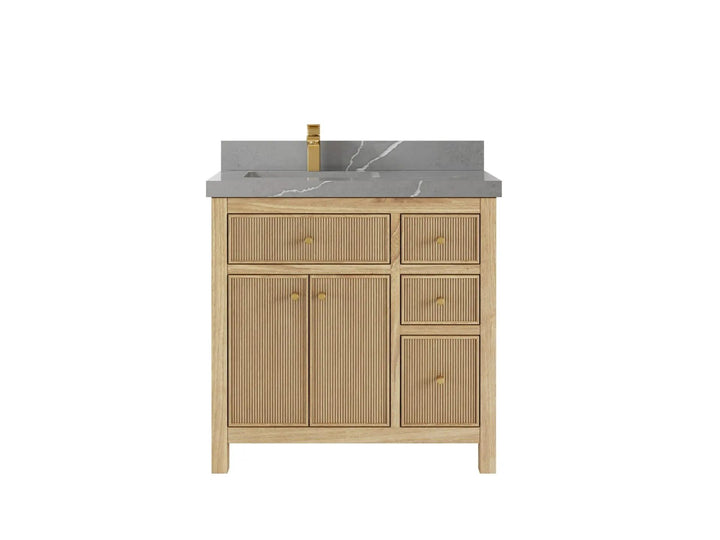 Sonoma Teak Wood 36 in. W x 22 in. D Left Offset Sink Bathroom Vanity - photo 20