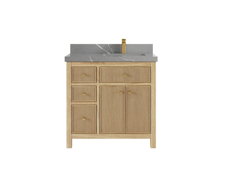 Sonoma Teak Wood 36 in. W x 22 in. D Right Offset Sink Bathroom Vanity - photo 20