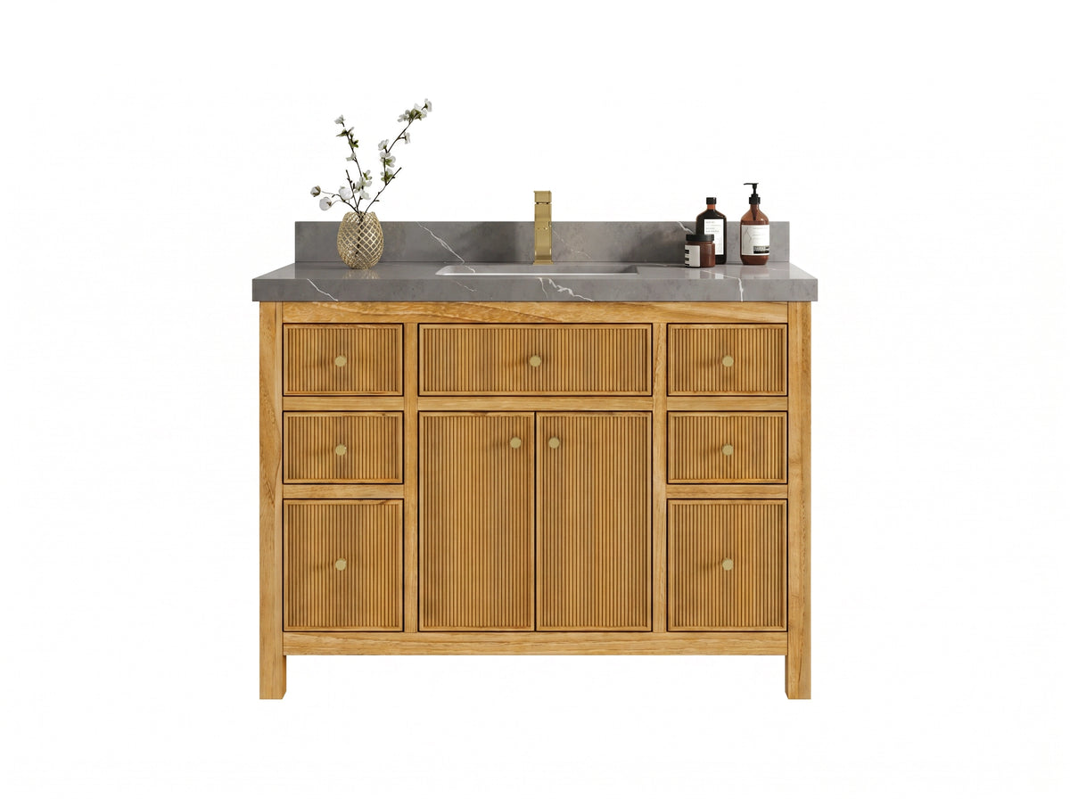 Sonoma Reeded Teak Wood 48 in. W x 22 in. D Single Sink Bathroom Vanity