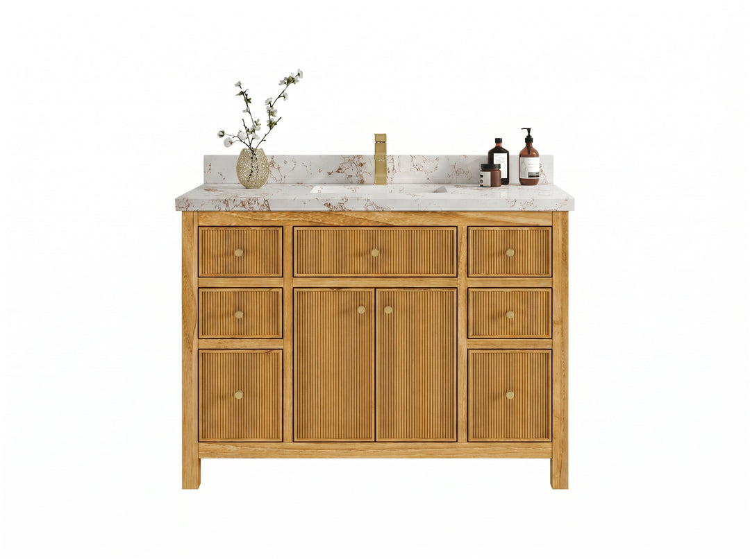 Sonoma Reeded Teak Wood 48 in. W x 22 in. D Single Sink Bathroom Vanity | 
              
                Light Natural Teak
                
                  
             - SON_TK_LNT_CA_BK_48S - photo №20