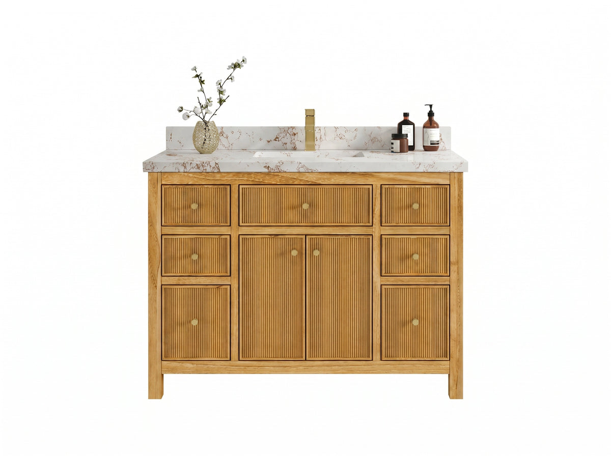 Sonoma Reeded Teak Wood 48 in. W x 22 in. D Single Sink Bathroom Vanity