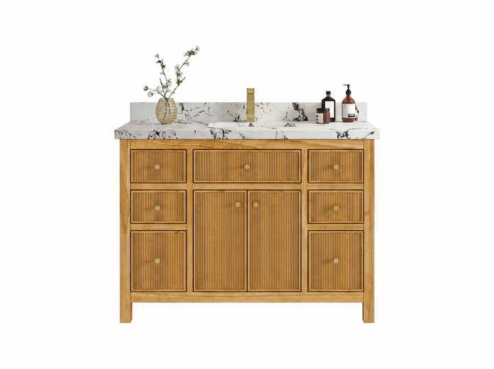 Sonoma Reeded Teak Wood 48 in. W x 22 in. D Single Sink Bathroom Vanity - photo 21