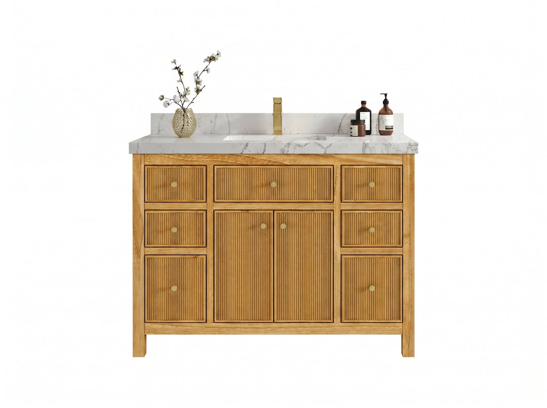 Sonoma Reeded Teak Wood 48 in. W x 22 in. D Single Sink Bathroom Vanity | 
              
                Light Natural Teak
                
                  
             - SON_TK_LNT_CA_BK_48S - photo №22
