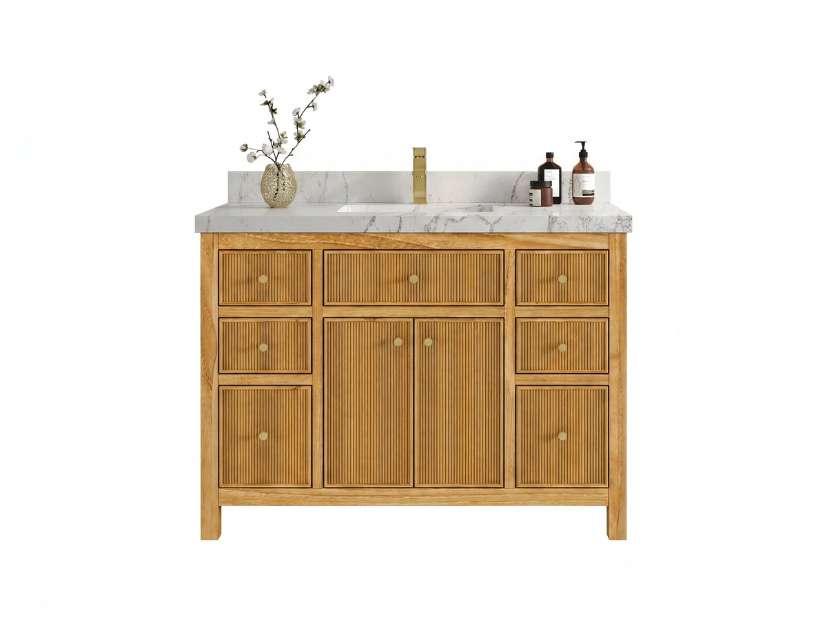 Sonoma Reeded Teak Wood 48 in. W x 22 in. D Single Sink Bathroom Vanity