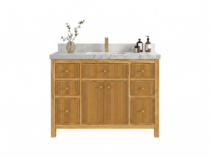 Sonoma Reeded Teak Wood 48 in. W x 22 in. D Single Sink Bathroom Vanity - photo 22
