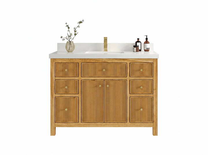 Sonoma Reeded Teak Wood 48 in. W x 22 in. D Single Sink Bathroom Vanity - photo 23