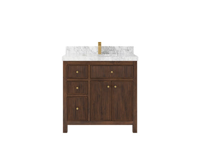 Sonoma Reeded Teak Wood 36 in. W x 22 in. D Center Sink Bathroom Vanity