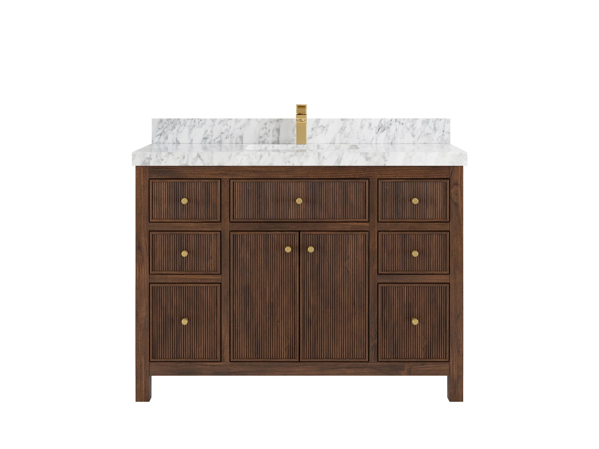 Sonoma Reeded Teak Wood 48 in. W x 22 in. D Single Sink Bathroom Vanity