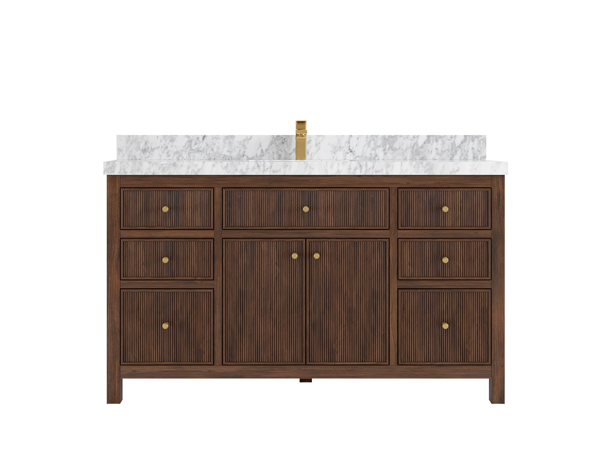 Sonoma Reeded Teak Wood 60 in. W x 22 in. D Single Sink Bathroom Vanity
