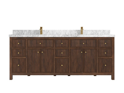 Sonoma Reeded Teak Wood 84 in. W x 22 in. D Double Sink Bathroom Vanity