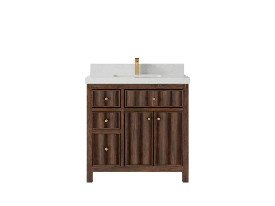 Sonoma Reeded Teak Wood 36 in. W x 22 in. D Center Sink Bathroom Reeded Vanity | 
              
                Dark Walnut Teak
                
                  
             - SON_TK_WLN_CA_BK_36CR - photo №13