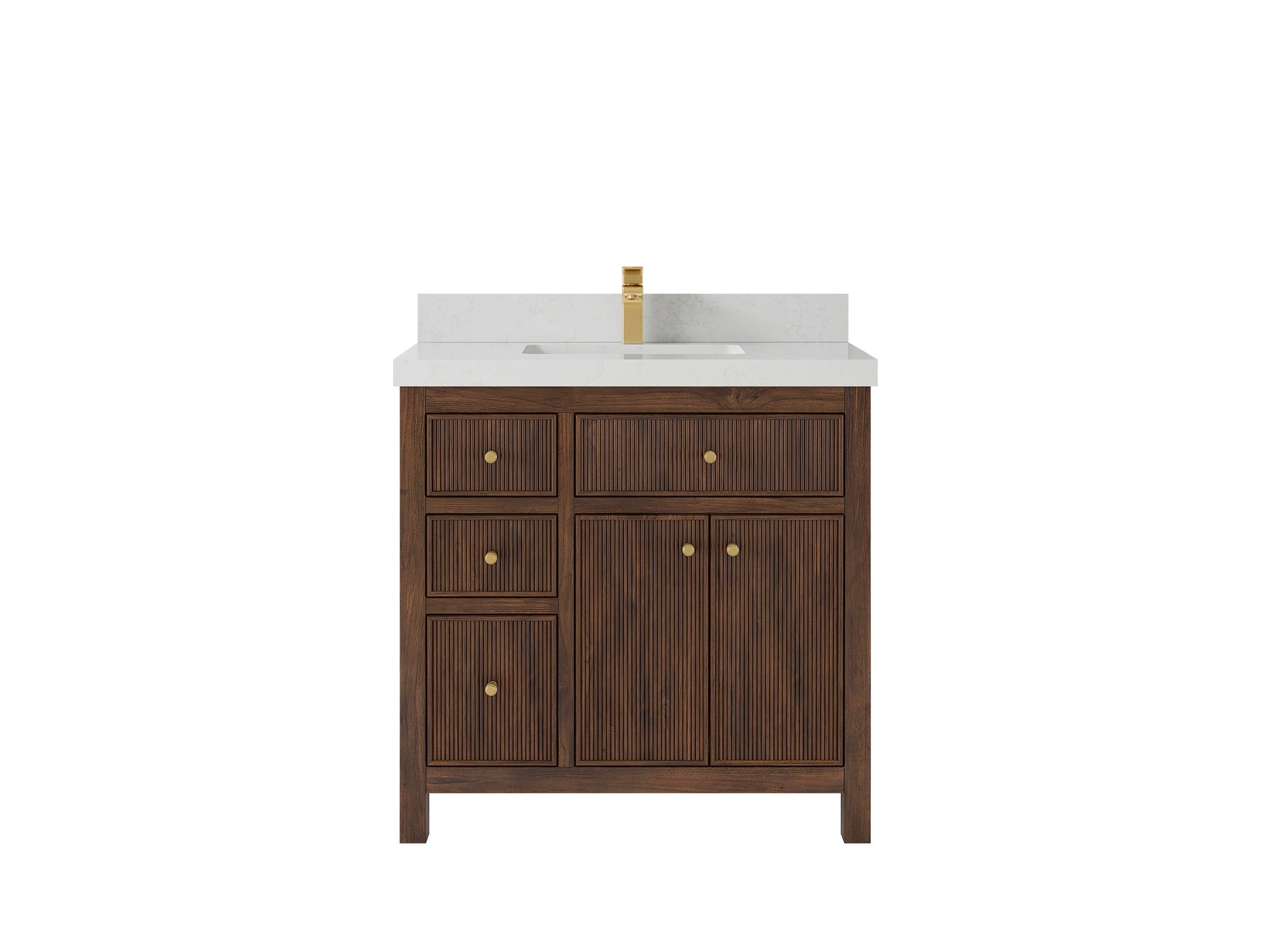 Sonoma Reeded Teak Wood 36 in. W x 22 in. D Center Sink Bathroom Vanity