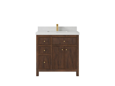 Sonoma Reeded Teak Wood 36 in. W x 22 in. D Center Sink Bathroom Vanity