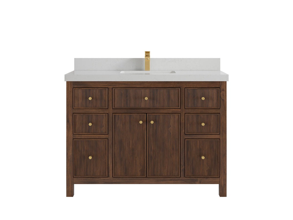 Sonoma Reeded Teak Wood 48 in. W x 22 in. D Single Sink Bathroom Vanity
