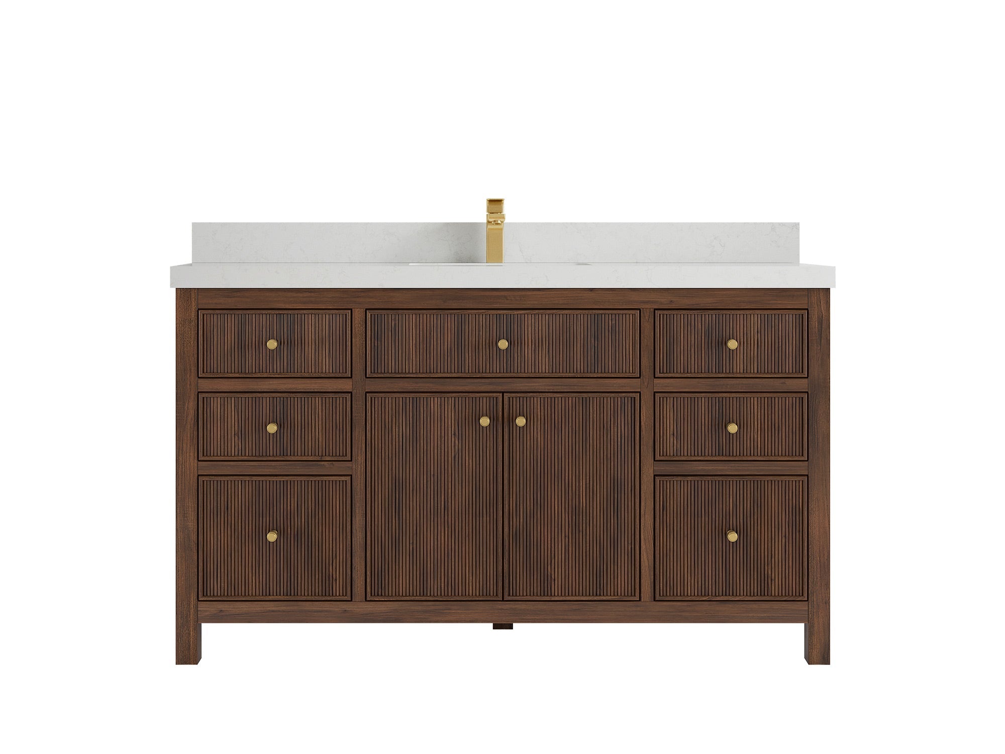 Sonoma Reeded Teak Wood 60 in. W x 22 in. D Single Sink Bathroom Vanity