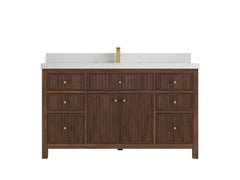 Sonoma Reeded Teak Wood 60 in. W x 22 in. D Single Sink Bathroom Vanity - photo 14