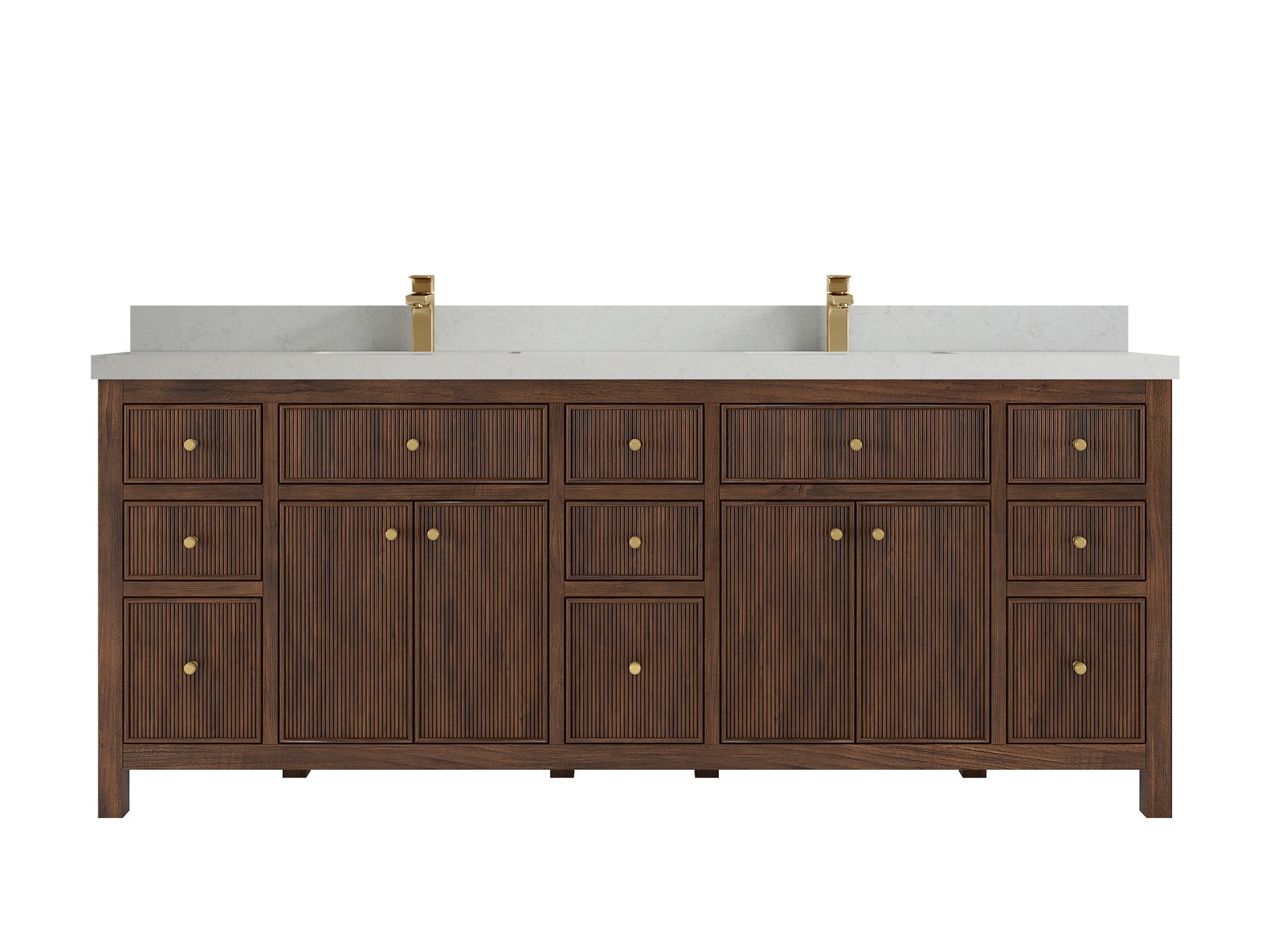 Sonoma Reeded Teak Wood 84 in. W x 22 in. D Double Sink Bathroom Vanity