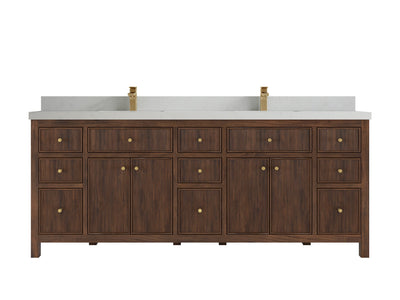 Sonoma Reeded Teak Wood 84 in. W x 22 in. D Double Sink Bathroom Vanity