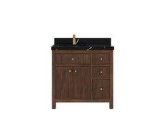 Sonoma Reeded Teak Wood 36 in. W x 22 in. D Left Offset Sink Bathroom Vanity - photo 7