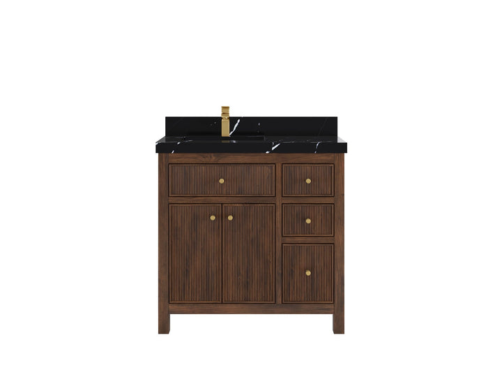 Sonoma Teak Wood 36 in. W x 22 in. D Left Offset Sink Bathroom Vanity - photo 7