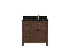 Sonoma Reeded Teak Wood 36 in. W x 22 in. D Right Offset Sink Bathroom Vanity - photo 7
