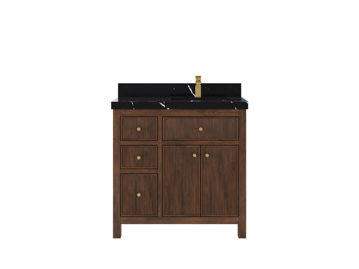 Sonoma Teak Wood 36 in. W x 22 in. D Right Offset Sink Bathroom Vanity - photo 7