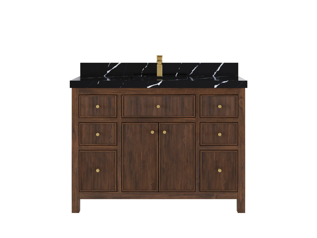 Sonoma Reeded Teak Wood 48 in. W x 22 in. D Single Sink Bathroom Vanity