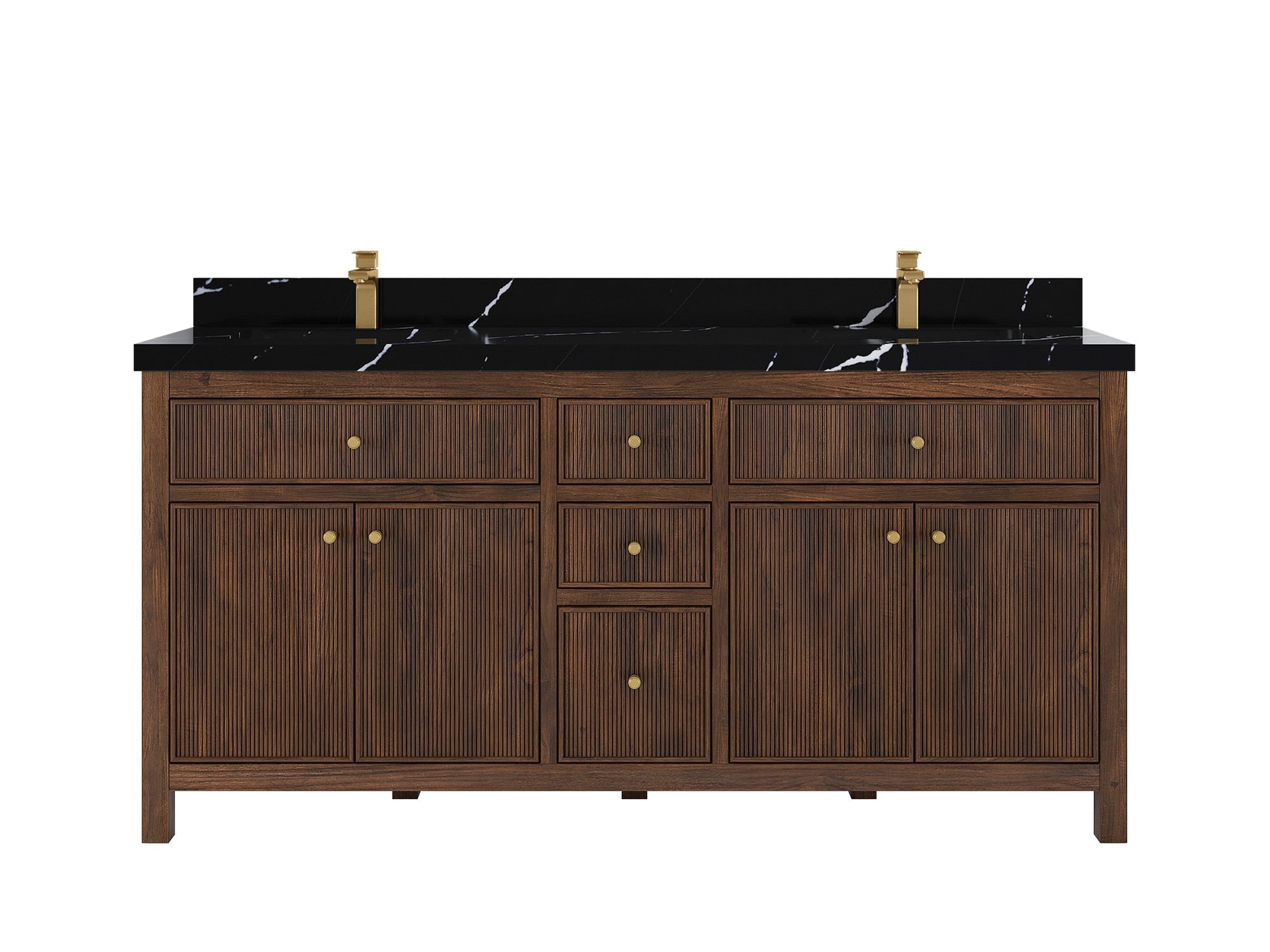 Sonoma Reeded Teak Wood 72 in. W x 22 in. D Double Sink Bathroom Vanity