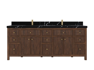 Sonoma Reeded Teak Wood 84 in. W x 22 in. D Double Sink Bathroom Vanity