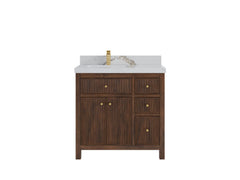 Sonoma Reeded Teak Wood 36 in. W x 22 in. D Left Offset Sink Bathroom Vanity - photo 8