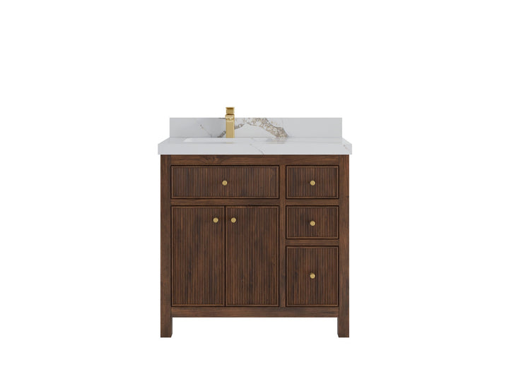 Sonoma Teak Wood 36 in. W x 22 in. D Left Offset Sink Bathroom Vanity - photo 8
