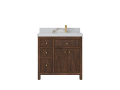 Sonoma Reeded Teak Wood 36 in. W x 22 in. D Right Offset Sink Bathroom Vanity - photo 8