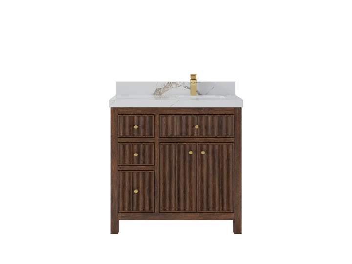 Sonoma Teak Wood 36 in. W x 22 in. D Right Offset Sink Bathroom Vanity - photo 8