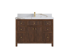 Sonoma Reeded Teak Wood 48 in. W x 22 in. D Single Sink Bathroom Vanity - photo 8