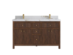 Sonoma Reeded Teak Wood 60 in. W x 22 in. D Double Sink Bathroom Vanity - photo 8