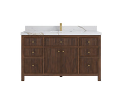 Sonoma Reeded Teak Wood 60 in. W x 22 in. D Single Sink Bathroom Vanity - photo 8