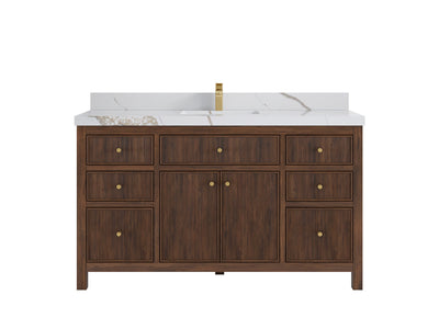 Sonoma Reeded Teak Wood 60 in. W x 22 in. D Single Sink Bathroom Vanity