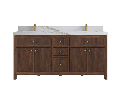 Sonoma Reeded Teak Wood 72 in. W x 22 in. D Double Sink Bathroom Vanity