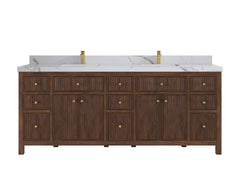 Sonoma Reeded Teak Wood 84 in. W x 22 in. D Double Sink Bathroom Vanity - photo 8