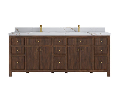 Sonoma Reeded Teak Wood 84 in. W x 22 in. D Double Sink Bathroom Vanity