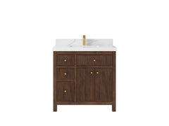 Sonoma Reeded Teak Wood 36 in. W x 22 in. D with Center Sink Premium Bathroom Vanity - photo 8
