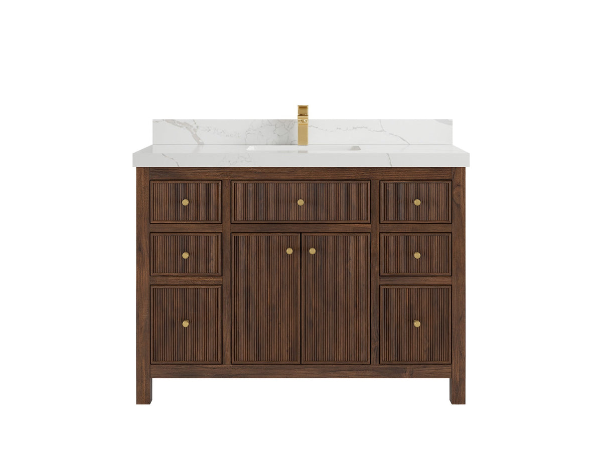 Sonoma Reeded Teak Wood 48 in. W x 22 in. D Single Sink Bathroom Vanity